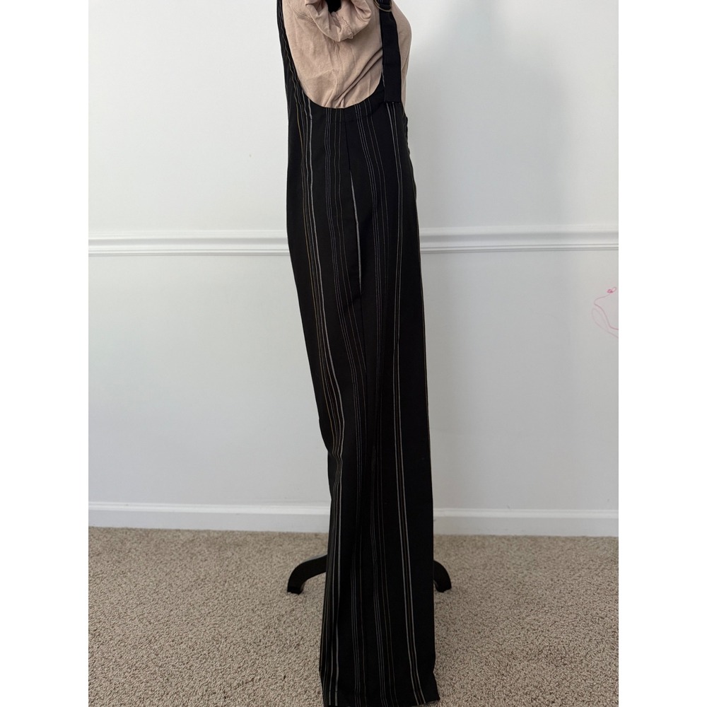 Urban Outfitters Striped Jumpsuit Black Wide Leg Billie Suspender Overall sz‎ M - Picture 8 of 9